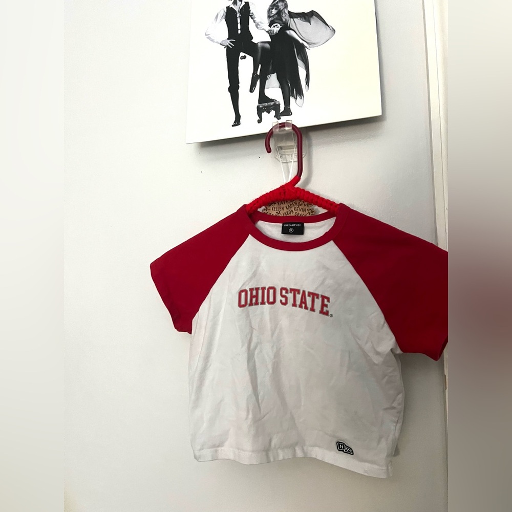Ohio State Red and White Raglan Tee